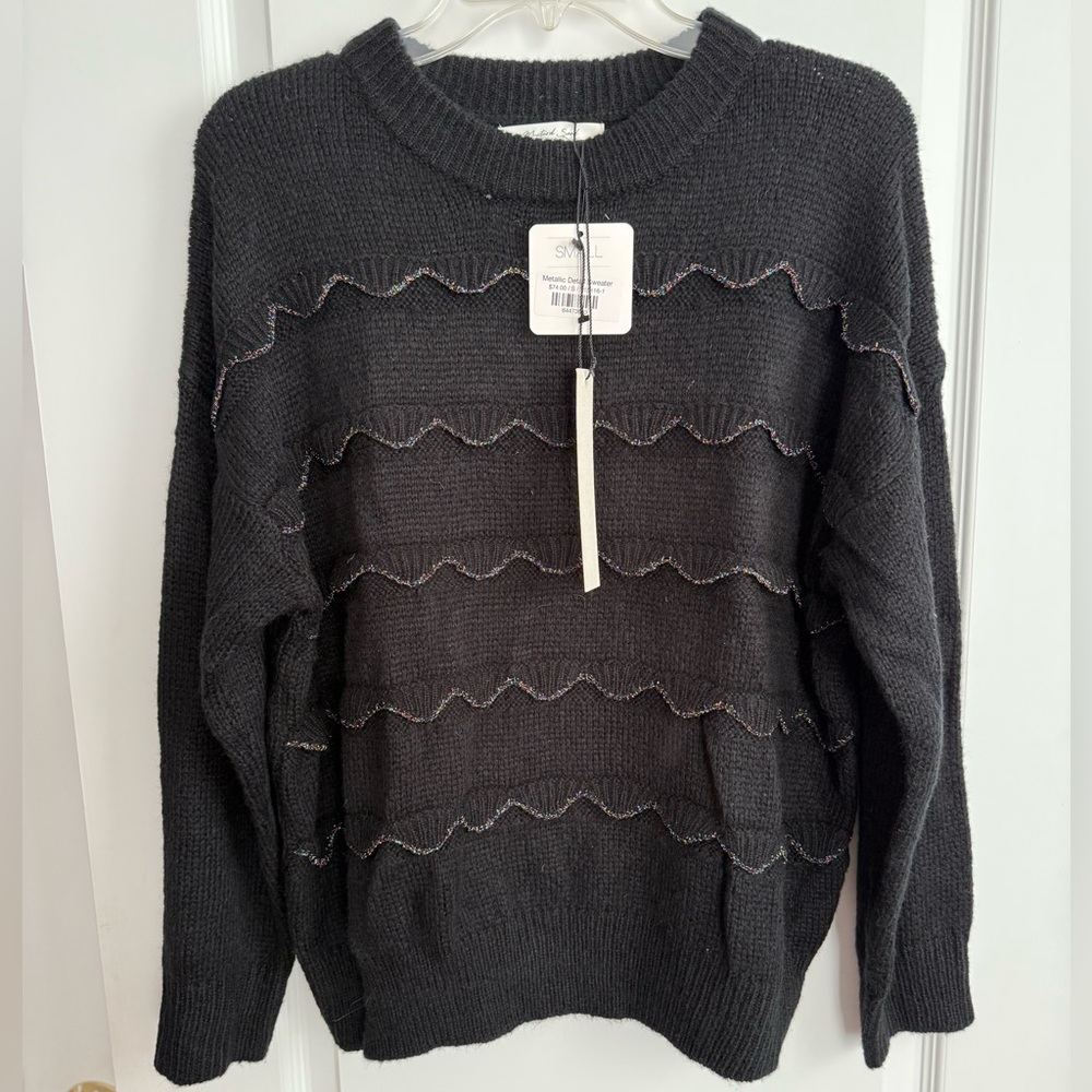 Women’s Metallic Stripe Crew Neck Sweater